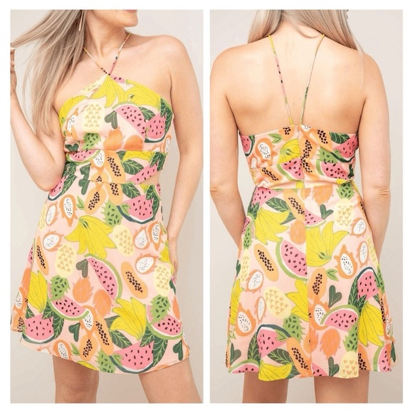 Hutch Dresses & Skirts - Hutch By Anthropologie Mixed Fruit Halter Dress Size 8